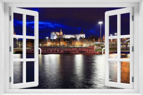 Fototapeta Naklejka Na Ścianę Okno 3D - Szczecin | Panorama | Castle | by night