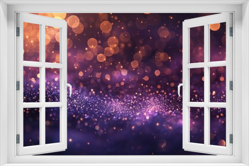 Abstract purple and gold background with bokeh lights