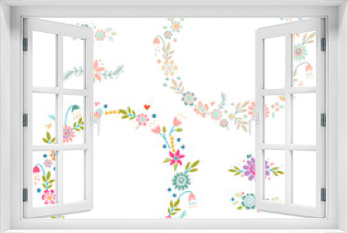 Fototapeta Naklejka Na Ścianę Okno 3D - Vintage set of floral frames and compositions.
