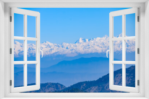 Fototapeta Naklejka Na Ścianę Okno 3D - Very high peak of Nainital, India, the mountain range which is visible in this picture is Himalayan Range, Beauty of mountain at Nainital in Uttarakhand, India