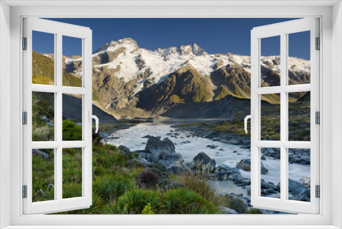 Fototapeta Naklejka Na Ścianę Okno 3D - Mount Sefton, Hooker River, Mount Cook Nationalpark, Canterbury, Südinsel, Neuseeland