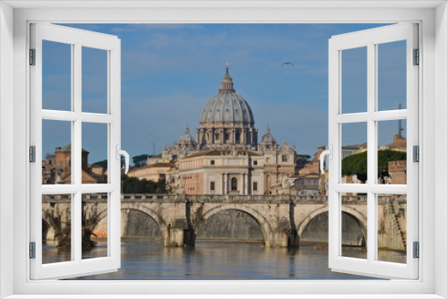 Fototapeta Naklejka Na Ścianę Okno 3D - Saint Peter's Basilica, view from river Tiber, Rome