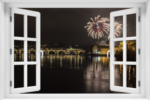 Fototapeta Naklejka Na Ścianę Okno 3D - Fireworks in Prague