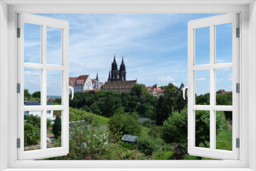 Fototapeta Naklejka Na Ścianę Okno 3D - Burgberg mit Dom und Schloss in Meißen