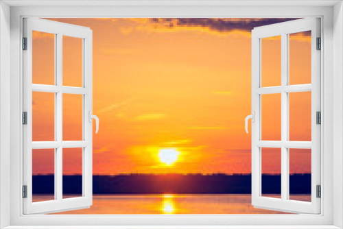 Fototapeta Naklejka Na Ścianę Okno 3D - Amazing sunset over lake