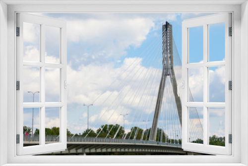 Fototapeta Naklejka Na Ścianę Okno 3D - Swietokrzyski bridge over the Vistula river in Warsaw