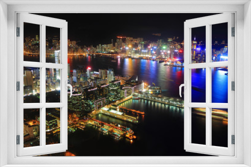 Fototapeta Naklejka Na Ścianę Okno 3D - Hong Kong night view