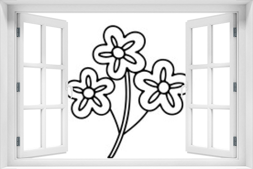 Fototapeta Naklejka Na Ścianę Okno 3D - Monochrome black and white floral chinoiserie style flower isolated on white background. Abstract hand drawn botanical clip art element.