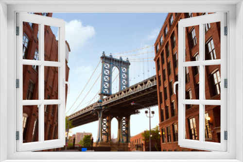 Fototapeta Naklejka Na Ścianę Okno 3D - Manhattan Bridge New York NY NYC from Brooklyn