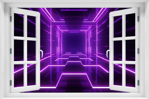 abstract modern hallway background with purple lights