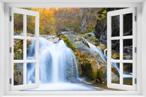 Fototapeta Naklejka Na Ścianę Okno 3D - Waterfall in autumn season