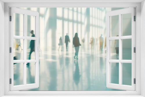 blurred people walking in a modern hall : Generative AI