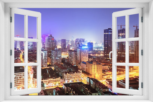 Fototapeta Naklejka Na Ścianę Okno 3D - Shanghai city night scene