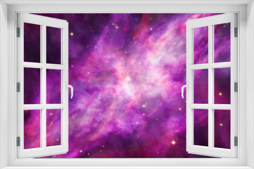 Fototapeta Naklejka Na Ścianę Okno 3D - bright purple cosmic background with nebula and stardust