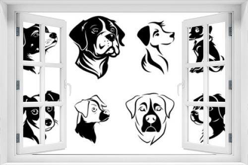 Fototapeta Naklejka Na Ścianę Okno 3D - dog silhouette collection. Set of black dogs silhouette. Big Bundle, isolated on transparent background, Vector Designs