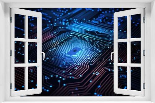 fingerprint blue circuit board background