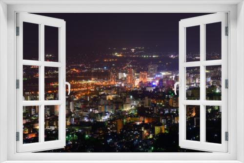 Fototapeta Naklejka Na Ścianę Okno 3D - Cityscape of Morioka at night in Iwate, Japan