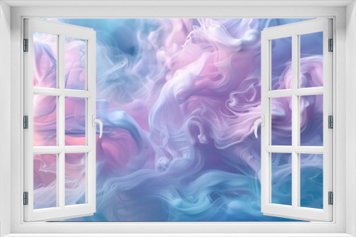 Ethereal swirls of cotton candy in delicate pastels, floating like clouds, serene and magical atmosphere