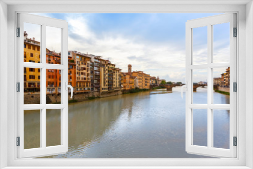 Fototapeta Naklejka Na Ścianę Okno 3D - Arno River and bridges Santa Trinita