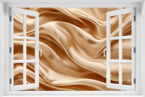 Beautiful smooth elegant wavy beige light brown satin silk luxury cloth fabric texture