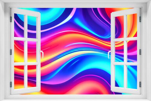 Bright poster, fashionable restro style, wavy multi-colored, beautiful wide format, 60s, 70s, 80s, colorful watercolor background for poster or brochure cover design, Generative AI