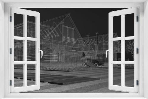 Fototapeta Naklejka Na Ścianę Okno 3D - townhouse architectural sketch 3d illustration	

