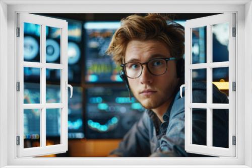 An inventive software developer in an office the photo shows a young male programmer in a smart casual outfit