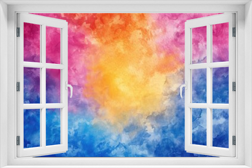 Vibrant Watercolor Background with Orange Pink Borders