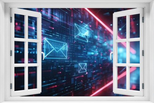 Ransomware Cyber Security Email Red and blue futuristic background beautiful modern background concept hi-tech technology 