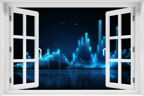 Blue hologram rising stock chart background. Background with stock chart concept.