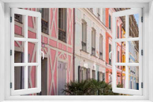 Fototapeta Naklejka Na Ścianę Okno 3D - Colored houses in Rue Cremieux - Paris