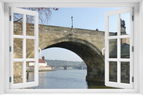 Fototapeta Naklejka Na Ścianę Okno 3D - Pont fleuve Prague