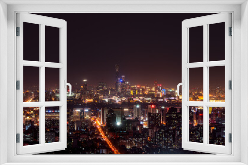Fototapeta Naklejka Na Ścianę Okno 3D - Beijing city night scene CBD buildings bustling city