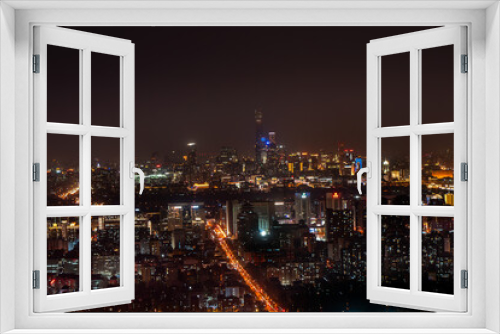 Fototapeta Naklejka Na Ścianę Okno 3D - Beijing city night scene CBD buildings bustling city