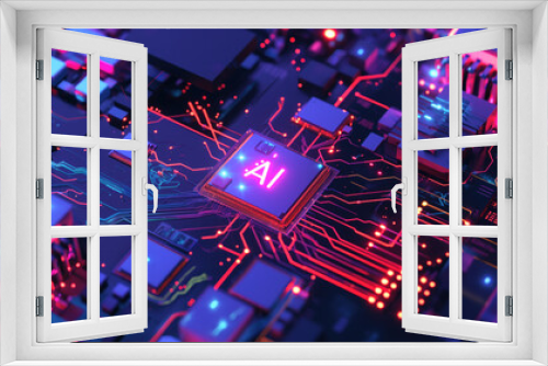 Abstract colorful circuit board with chip and 
