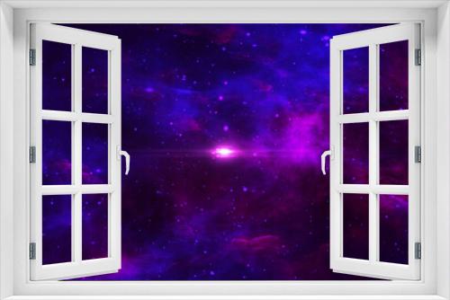 Fototapeta Naklejka Na Ścianę Okno 3D - Space background. Flight in space with simulation of galaxies and nebulae. Stunning galaxy. Night sky with stars and nebula. 3D rendering.