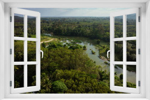Fototapeta Naklejka Na Ścianę Okno 3D - Aerial view tropical rainforest green tree with river ecology enveronment