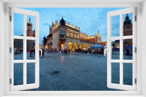 Main Square in the Old Town of Krakow in Poland at Dusk