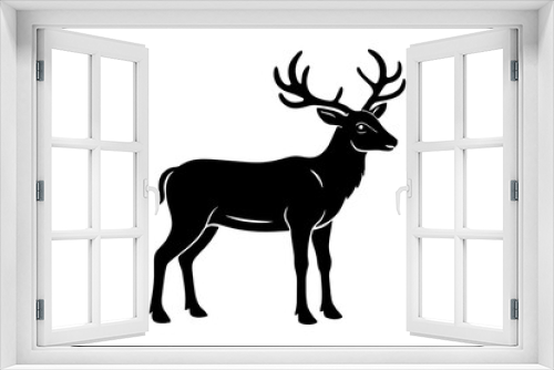 Fototapeta Naklejka Na Ścianę Okno 3D - reindeer caribou silhouette vector illustration