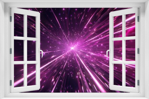 Pink light speed neon. Abstract background with a burst of laser energy. Movement of luminous lines in space.