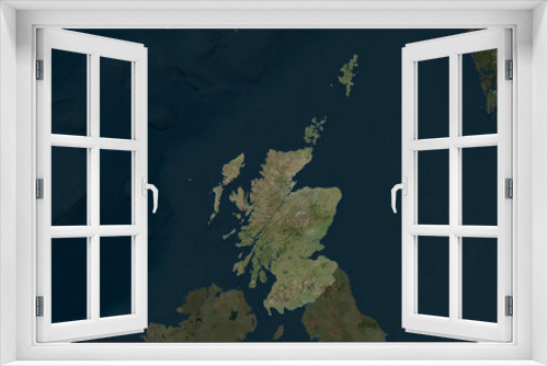 Fototapeta Naklejka Na Ścianę Okno 3D - Scotland - Great Britain highlighted. High-res satellite map