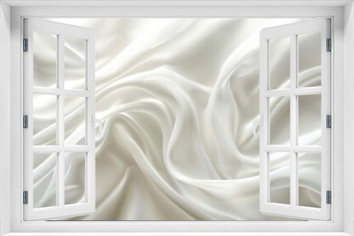 Swirling Soft White Silk Texture, Elegant Fabric Folds in Natural Light
