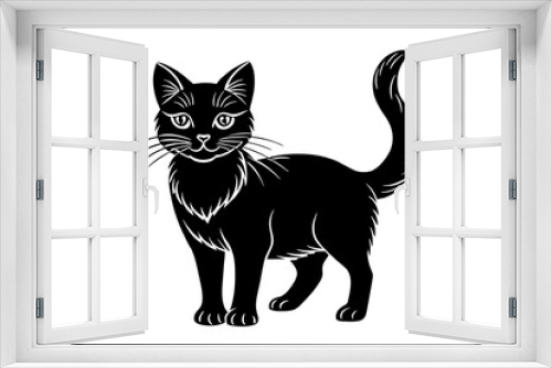 Fototapeta Naklejka Na Ścianę Okno 3D - cat silhouette vector illustration