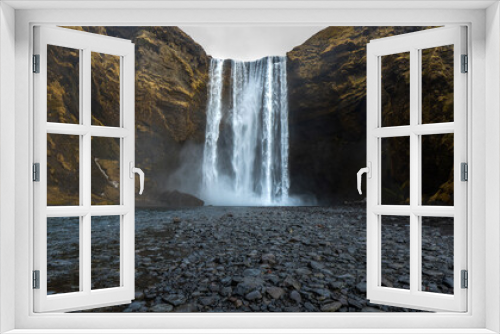 Fototapeta Naklejka Na Ścianę Okno 3D - Beautiful waterfall in Skogafoos in Iceland on March 2024
