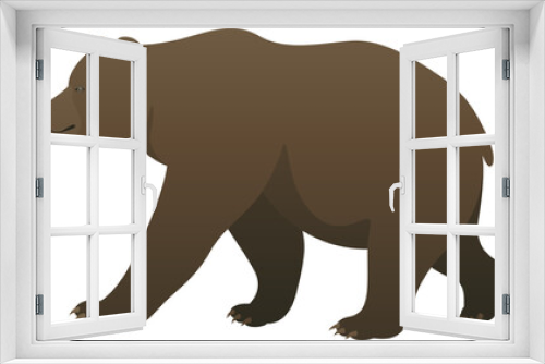 Fototapeta Naklejka Na Ścianę Okno 3D - Color vector illustration of brown bear grizzly standing, walking, side view. Wild animal isolated on white background. Wildlife of North America.