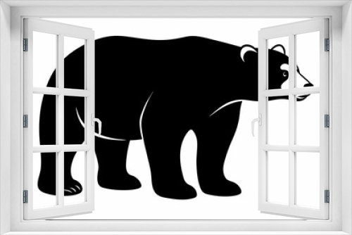 Fototapeta Naklejka Na Ścianę Okno 3D - polar-bear-black-silhouette-with-white-background.