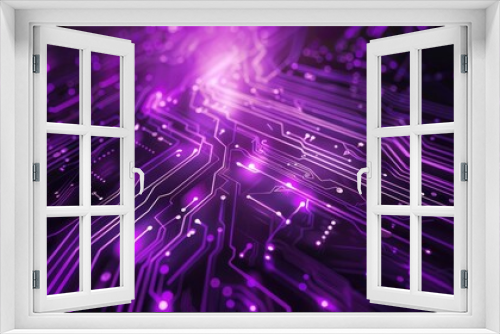 Purple Light Futuristic Circuit Digital Technology Background,Background of an electrical circuit in the far future, in a two-dimensional picture,CPU With Fast Speed Glowing Circuit Network.
