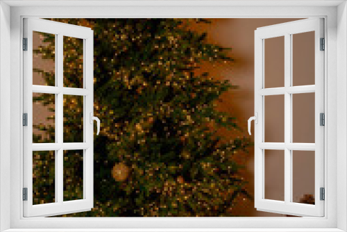 Fototapeta Naklejka Na Ścianę Okno 3D - christmas tree in a studio in vintage style