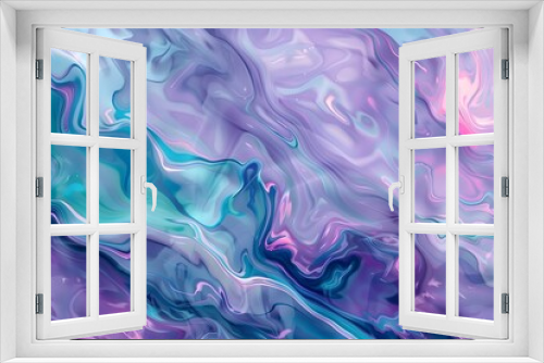 Ethereal Fluid Swirls in Pastel Violet and Turquoise Tones Captivating Abstract Digital Artwork