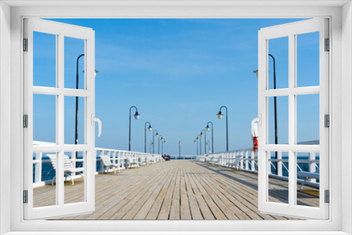 Fototapeta Naklejka Na Ścianę Okno 3D - pier on the beach pier, sky, water, beach